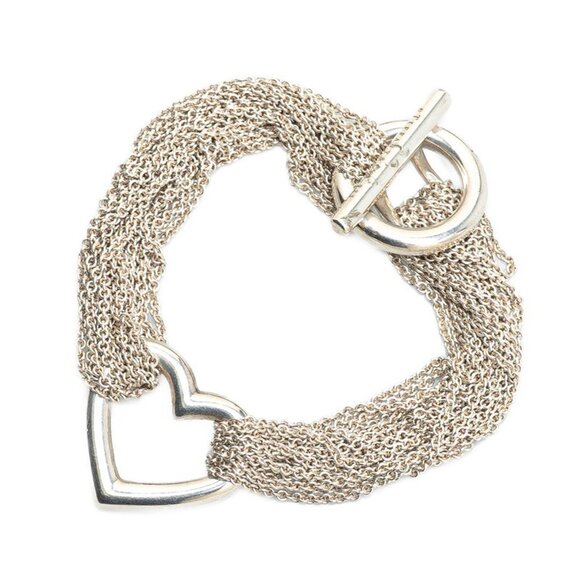 TIFFANY Authentic Silver Heart Charm Bracelet